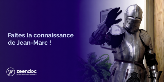 Pub Zeendoc avec armure et chevalier : qui est Jean-Marc ?